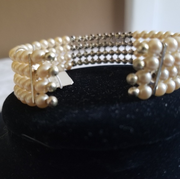 Liz Claiborne Faux Pearl Cuff Bracelet - Picture 2 of 3